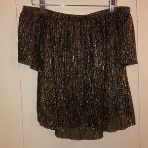 Shimmery off the shoulder top